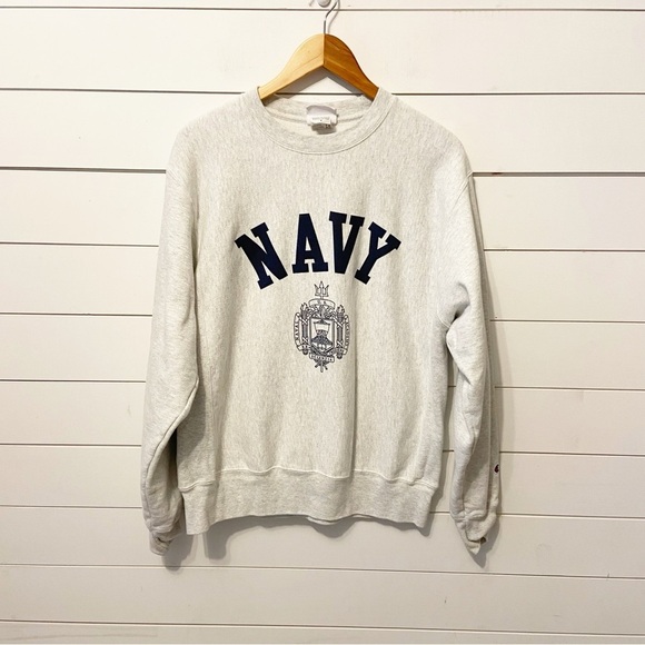 VTG Champion US Navy Academy Naval Crest Reverse Weave Cotton Sweatshirt Medium - Picture 1 of 10